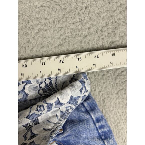 Vtg Traffic Jeans Women’s 11/12 26x28 Blue Lace Trim Fold Over Waist Cuffed - Picture 8 of 10